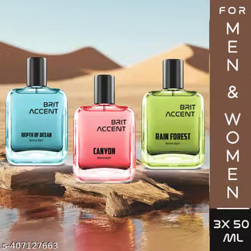 BRIT ACCENT Combo Pack of 3|Depth Of Ocean-RainForest-Canyon|Parfum|Long-Lasting|Premium| Eau de Toilette - 150 ml