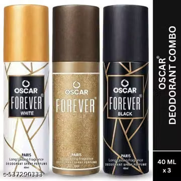Oscar Forever Paris, Forever Black and Forever White Nano Travel Size Pack Deo Perfume Body Spray - For Men (40ml X 3 )