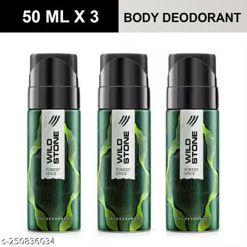 Wild Stone Forest Spice Deodorant Body Spray for Men, Pack of-3 (50ml each)