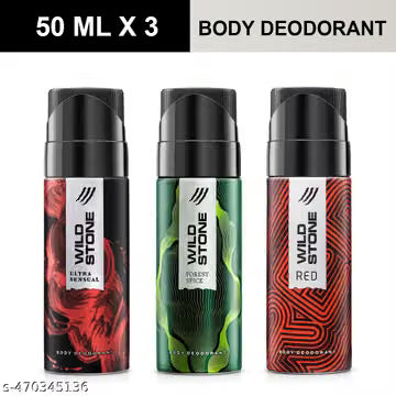 Wild Stone Forest, Red and Ultra Deodorant For Men 50 ml Pack-3