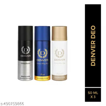 DENVER Pride,Imperial & Black Code Nano Travel Size Pack Deo Perfume Body Spray - For Men (50ml X 3 )