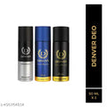 DENVER Pride,Caliber & Black Code Nano Travel Size Pack Deo Perfume Body Spray - For Men (50ml X 3 )