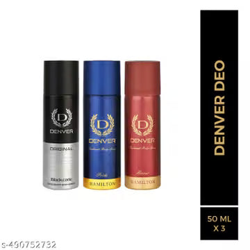 DENVER Pride,Honour & Black Code Nano Travel Size Pack Deo Perfume Body Spray - For Men (50ml X 3 )
